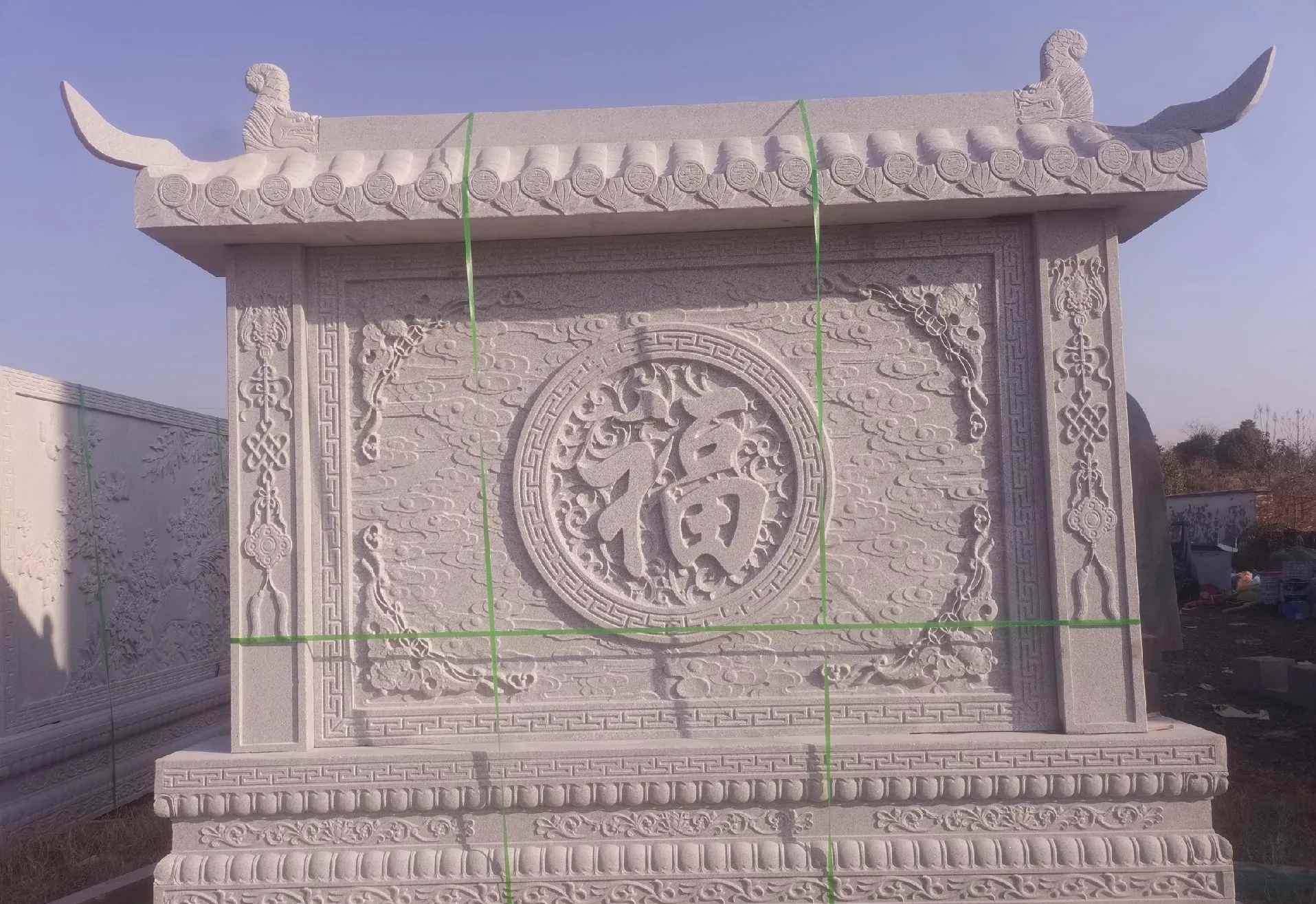 咸阳 芝麻白花岗岩屏风，照壁，影壁